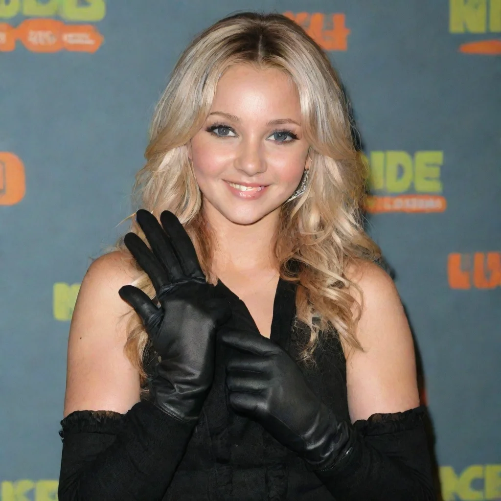 ai amanda bynes from the amanda show at the nickelodeon kids choice awards smiling with black gloves and gun 