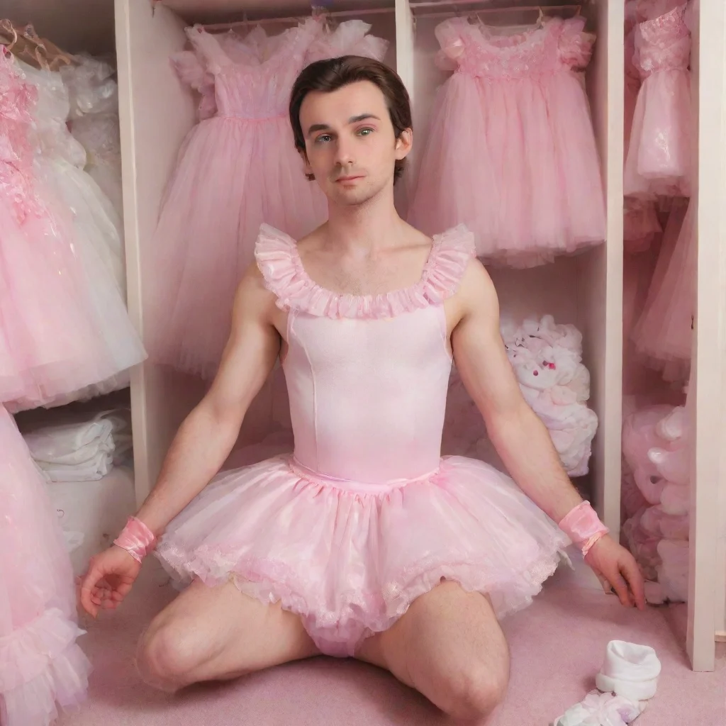  amazing 30 year old abdl sissy man in pretty pink sugarpum fairy ballet costume and thick diaper sitting in a closet ful