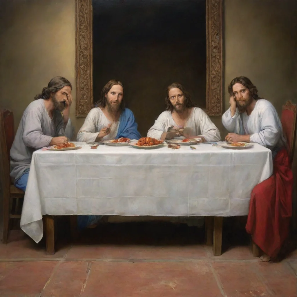 ai amazing 4 friends sitting like the last supper awesome portrait 2