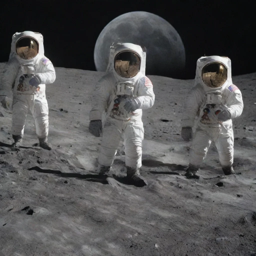 ai amazing 5 astronauts walking in line across the moonawesome portrait 2