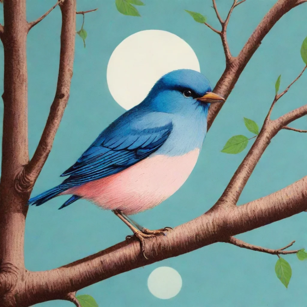  amazing a bird on a branch next to a nest in a lush tree in beautiful naturerisographin the style of chris ware ar 54 aw