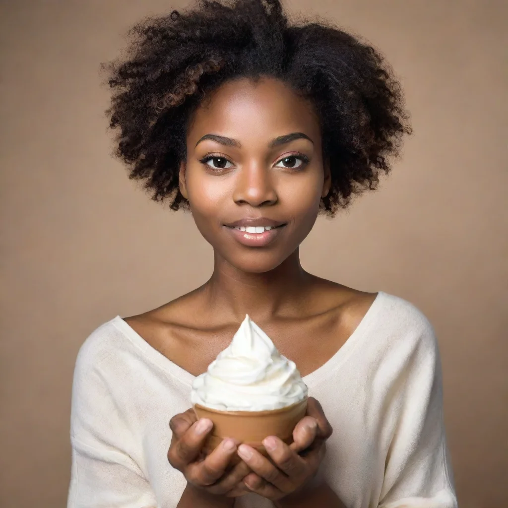 ai amazing a black woman holding a cream awesome portrait 2