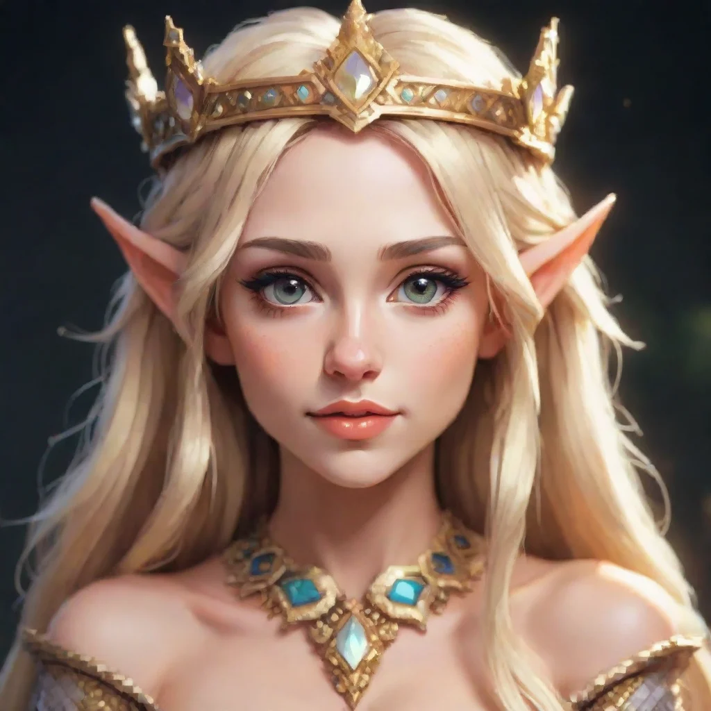 ai amazing a blonde elf with a crown in a pixel art style awesome portrait 2