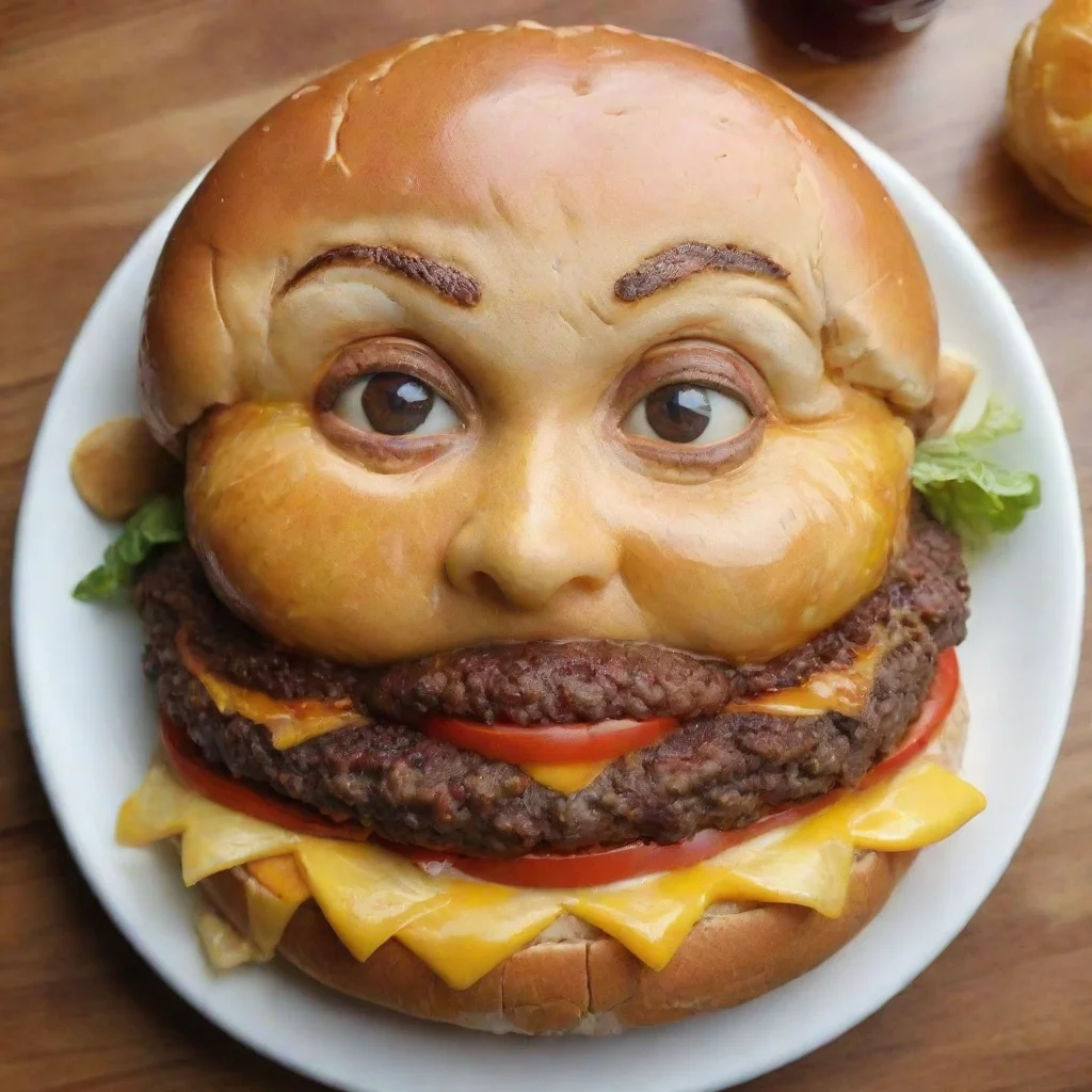 ai amazing a cheeseburger with a human s face on it like a cartoon awesome portrait 2