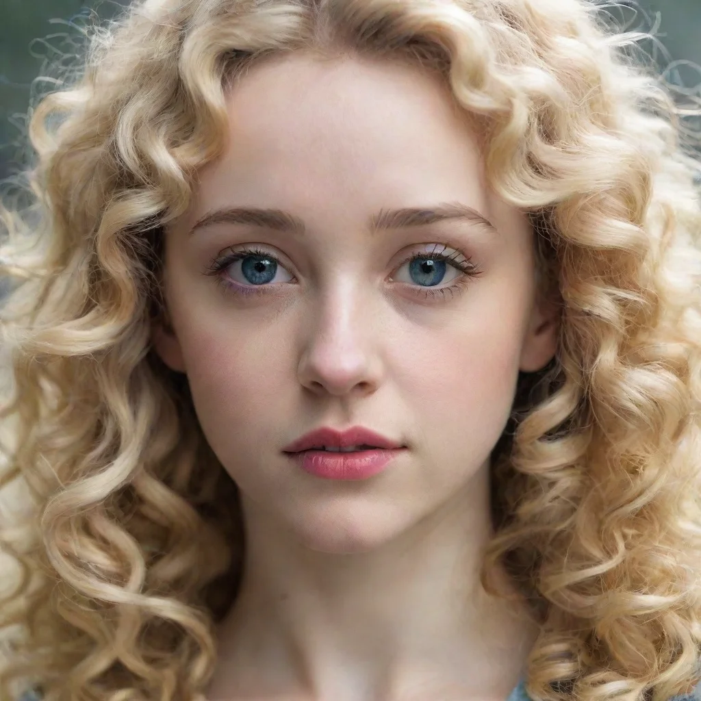 ai amazing a close up of a woman with long blonde hairpale skin curly blond hairjulia garnercurly blonde hair d dsoft portr