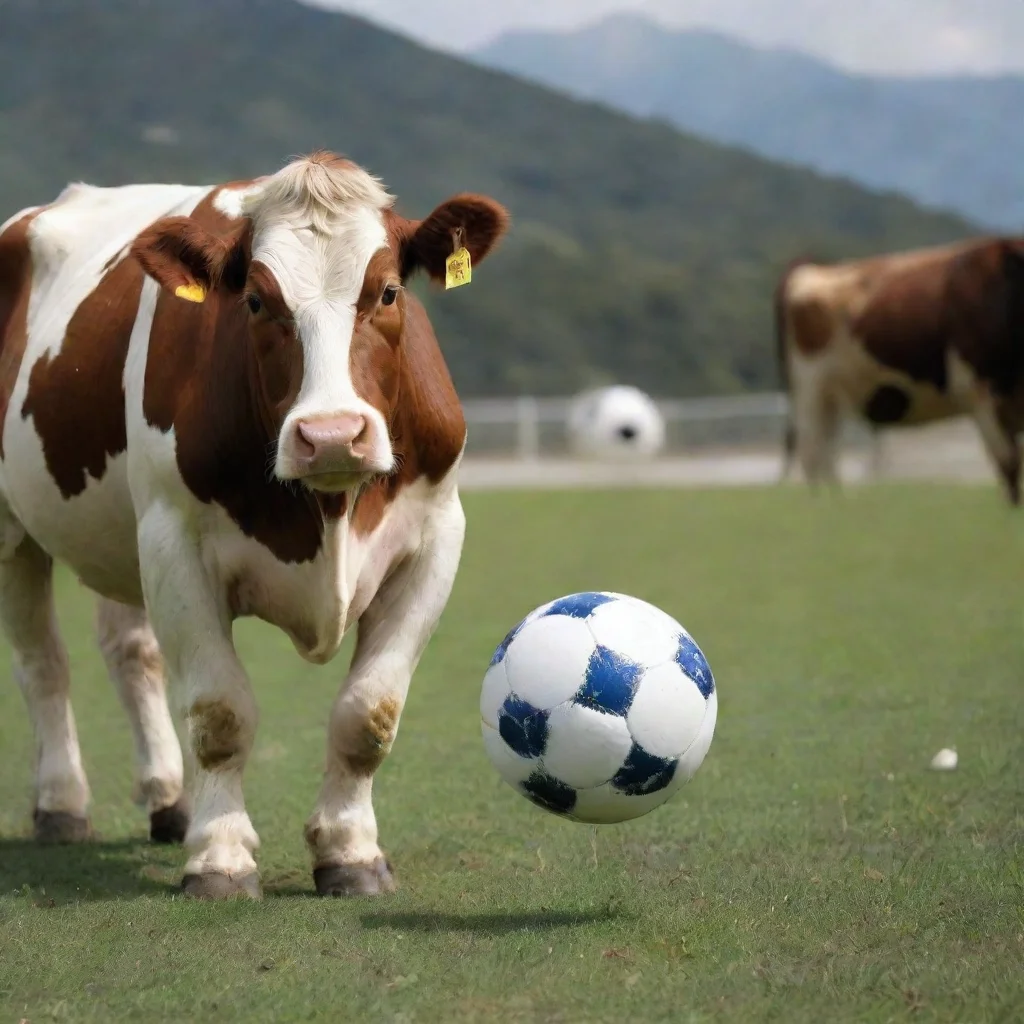 ai amazing a cow play soccer with leonel messi awesome portrait 2