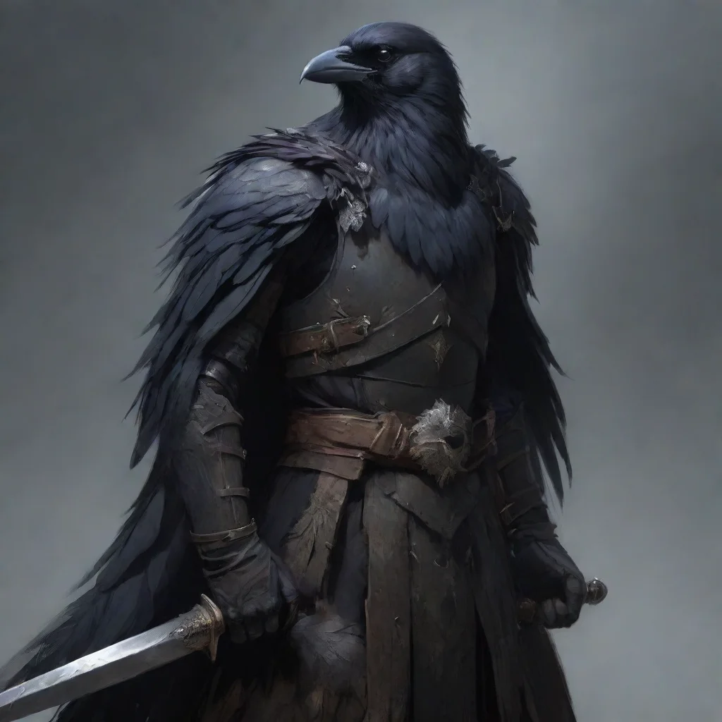 amazing a crow person in a crow armour with a crow sword concept art awesome portrait 2