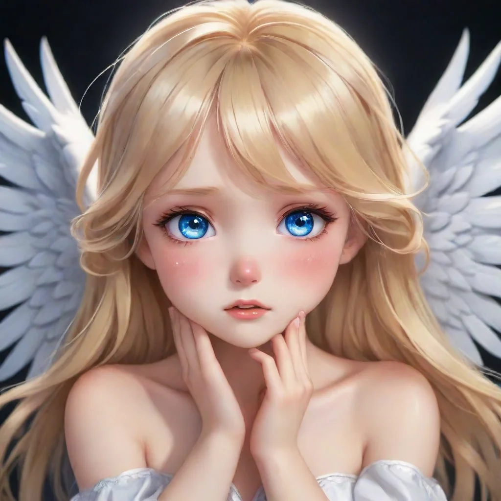 ai amazing a cute crying blonde anime angel with blue eyes awesome portrait 2