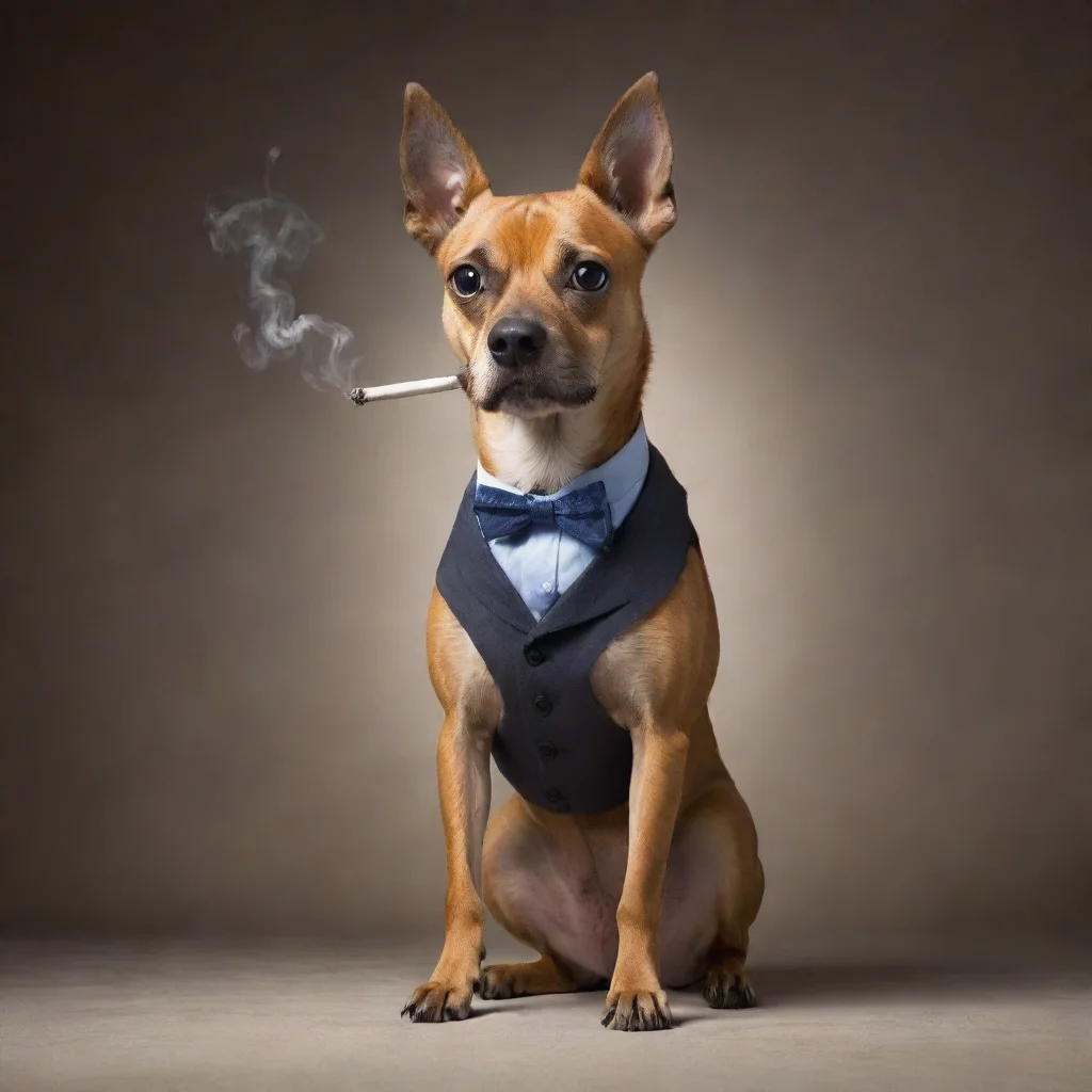 ai amazing a dog standing like a human slightly cursed and smoking a zigarre awesome portrait 2