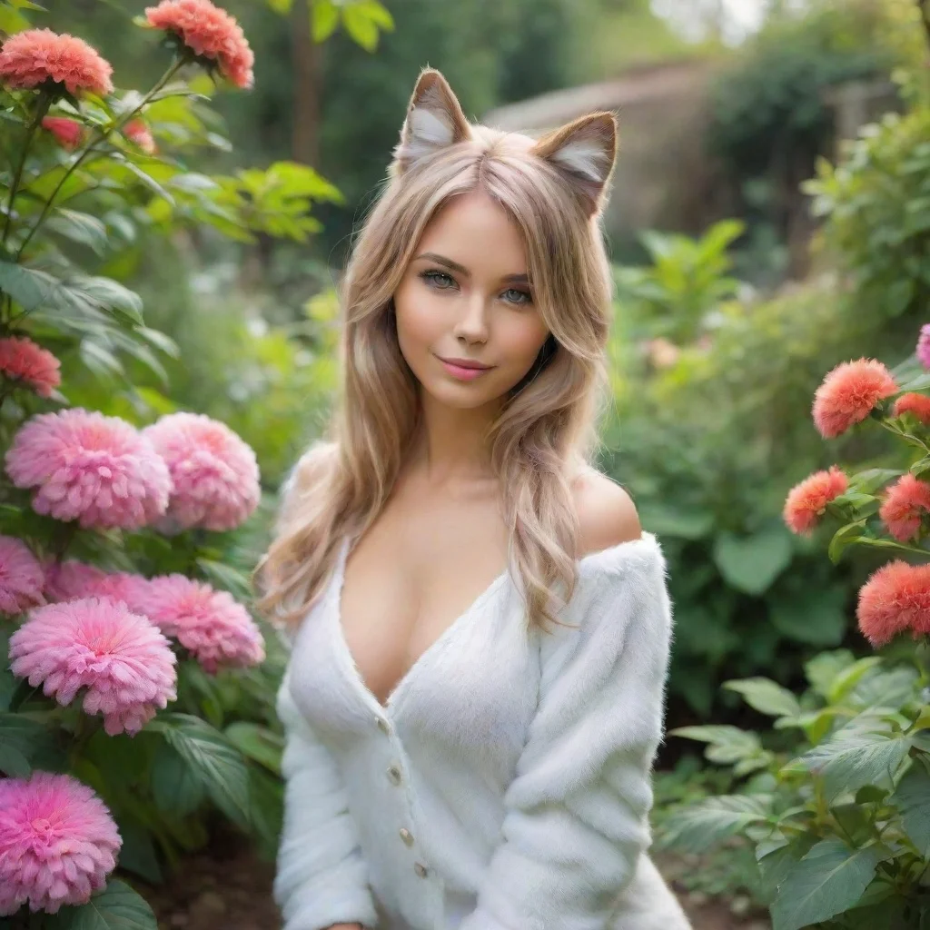 ai amazing a furry women at the garden with beautifull nature awesome portrait 2