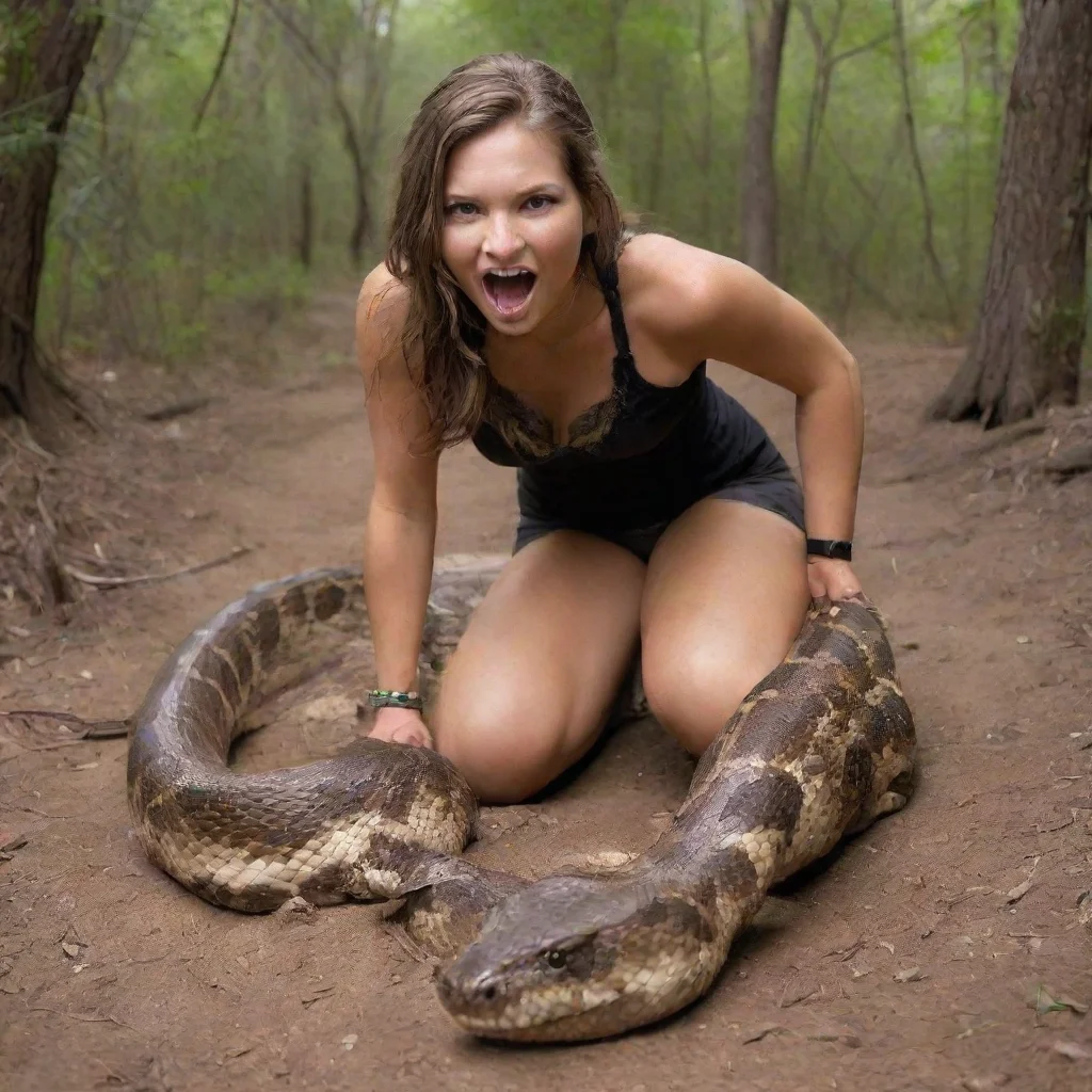 ai amazing a giant rattlesnake with a girl whose legs are kicking out of its mouth awesome portrait 2