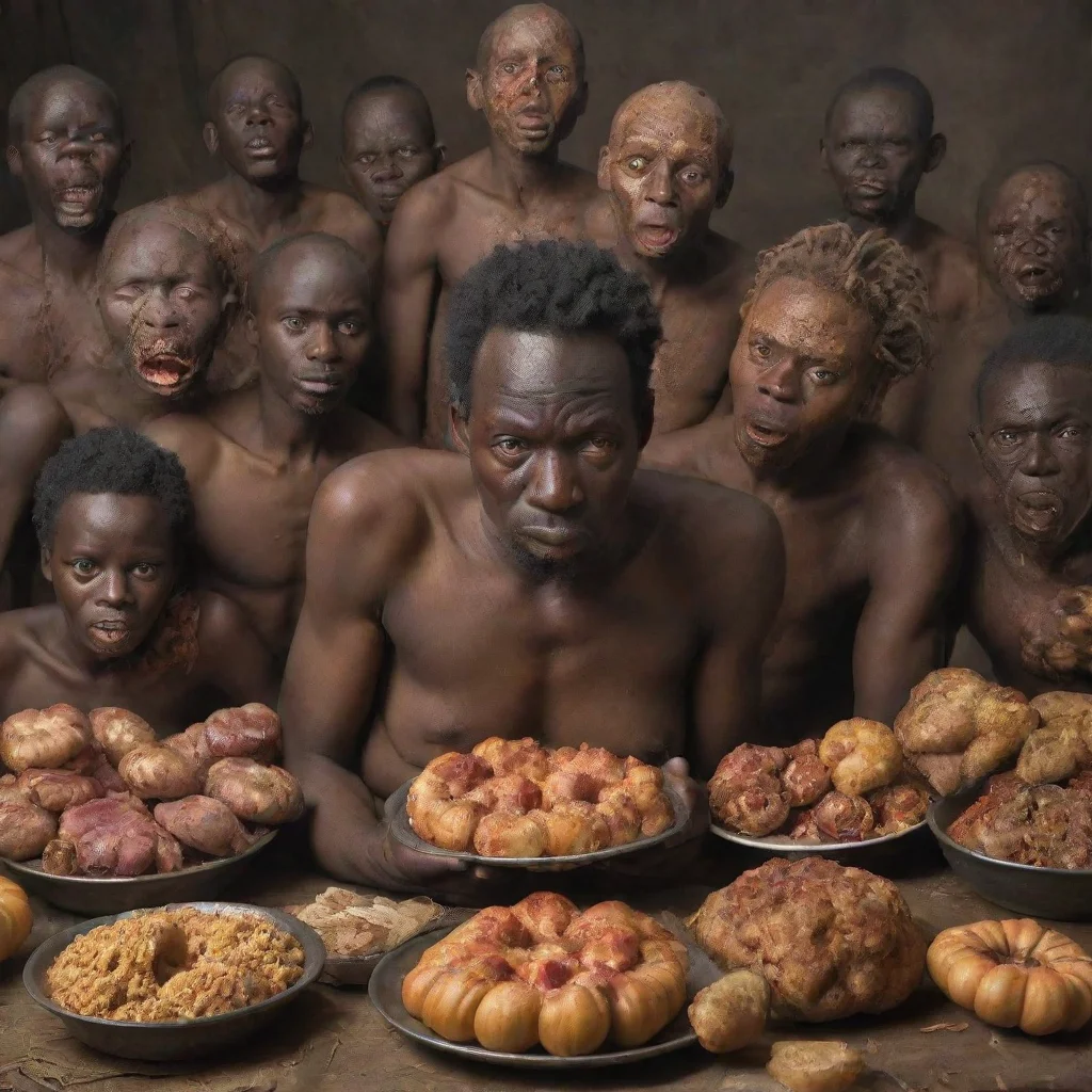 ai amazing a group of africans revolted by the sight of grotesque food awesome portrait 2