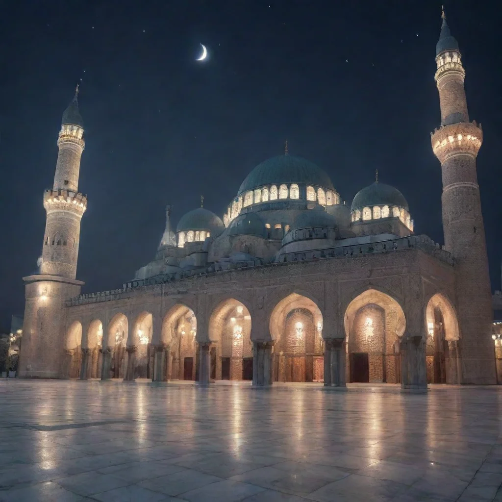  amazing a highly ultra realistic detailed photo of a a picture of a mosque in the middle of the nightwith beautiful mosq