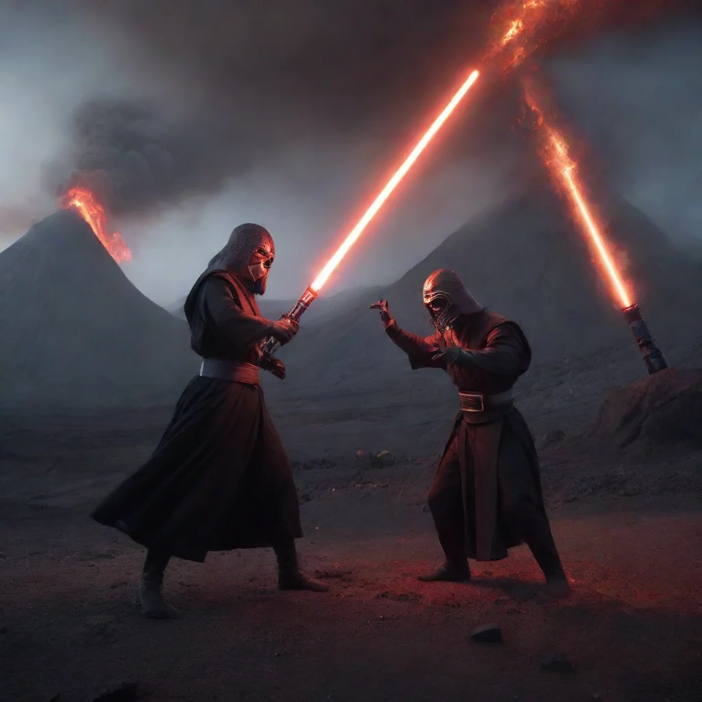 ai amazing a lightsaber duel by a volcane awesome portrait 2