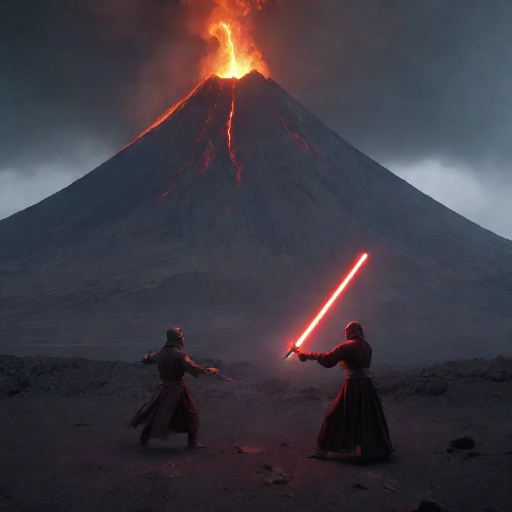 ai amazing a lightsaber duel by a volcano awesome portrait 2