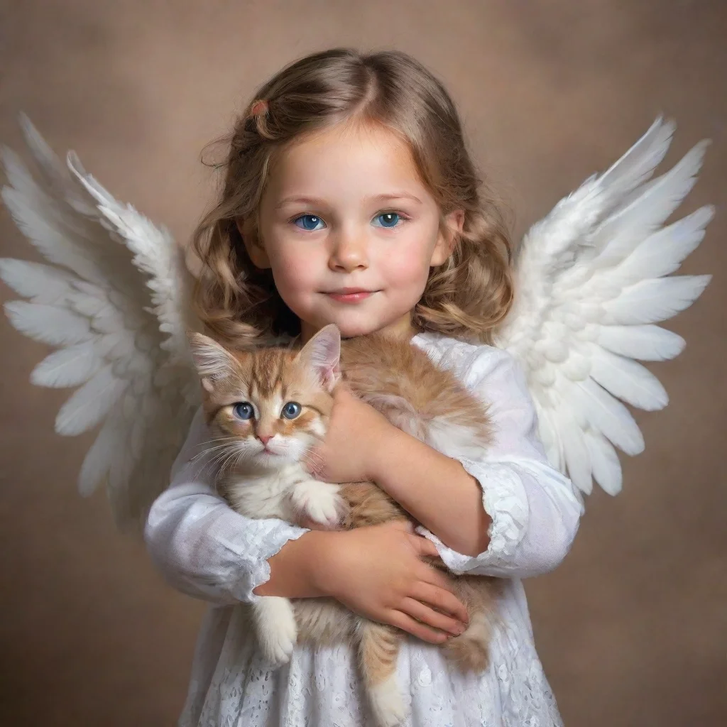 ai amazing a little girl holding a catangel dad holding a dogawesome portrait 2
