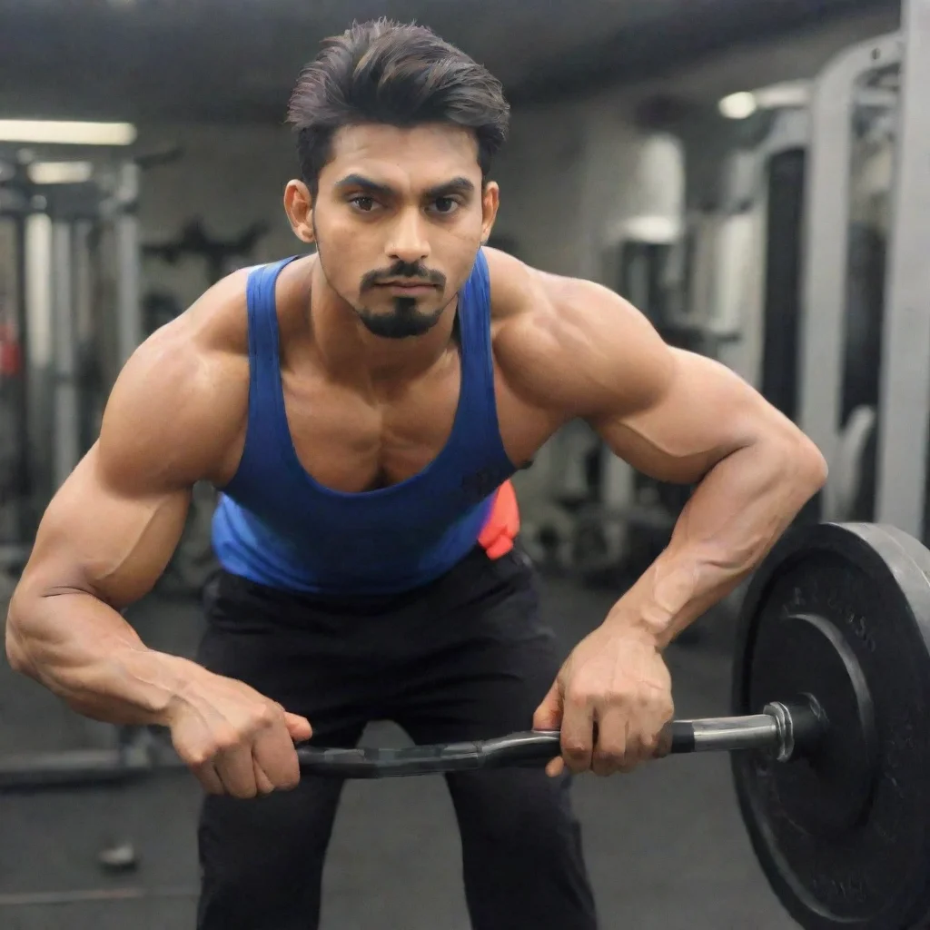 ai amazing a man name saumya doing workout in gym awesome portrait 2