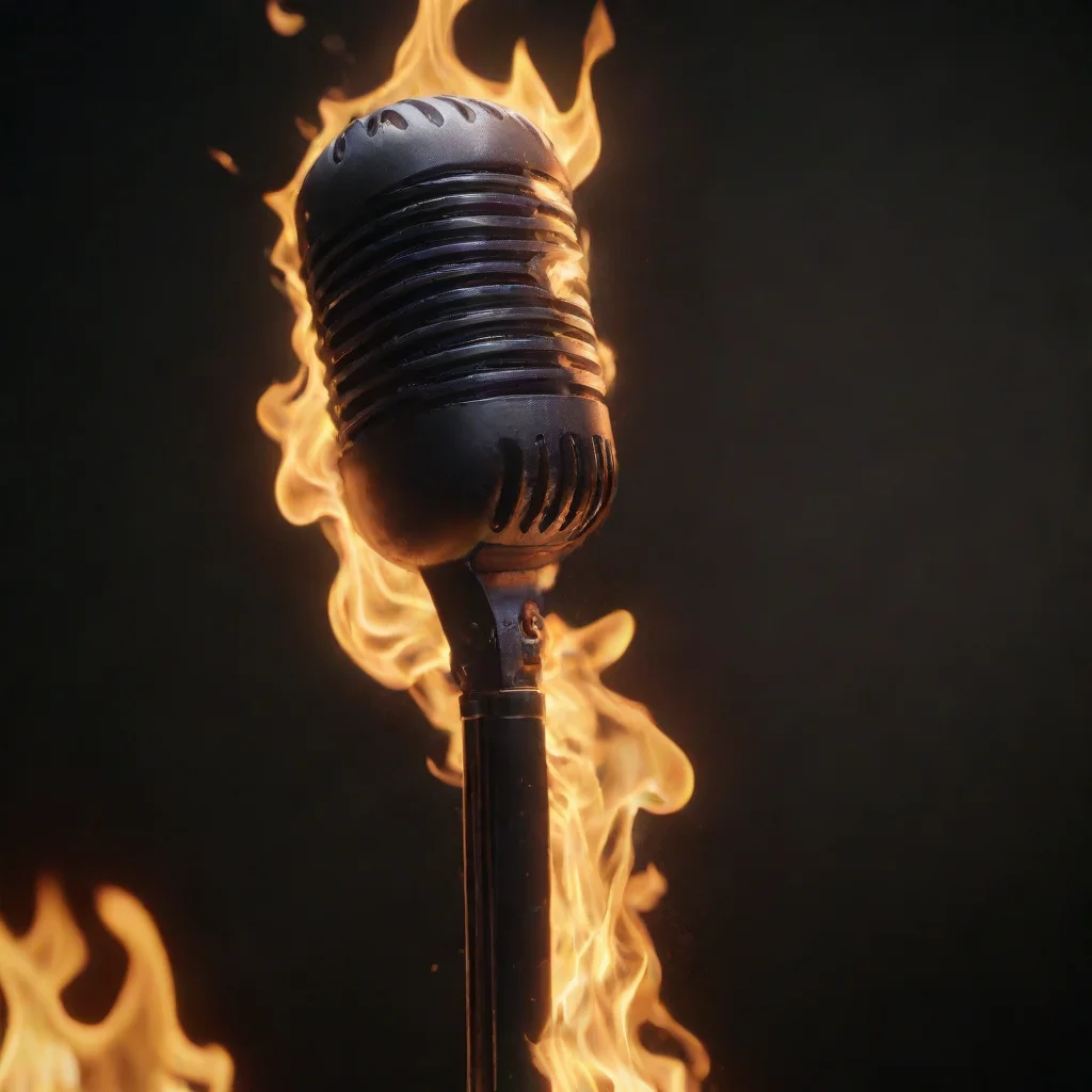 ai amazing a microphone melting from fire render 8k awesome portrait 2