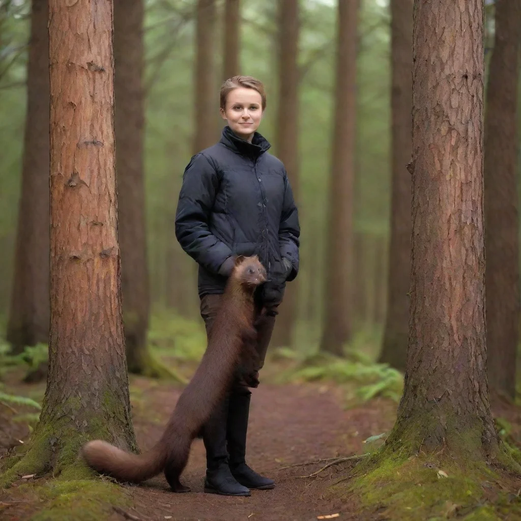 ai amazing a person standing with a giant pine marten awesome portrait 2
