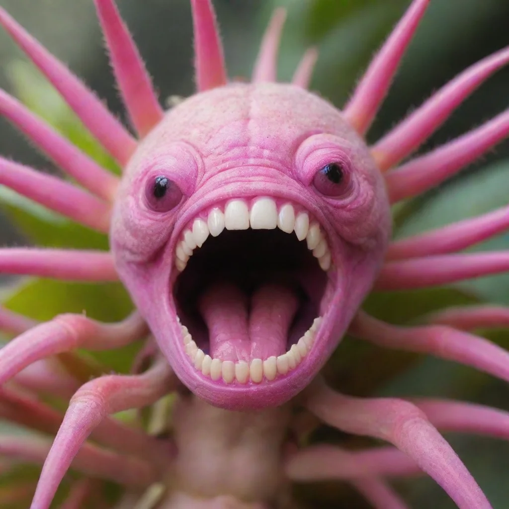 ai amazing a pink alien plant with teeth zoomed out awesome portrait 2