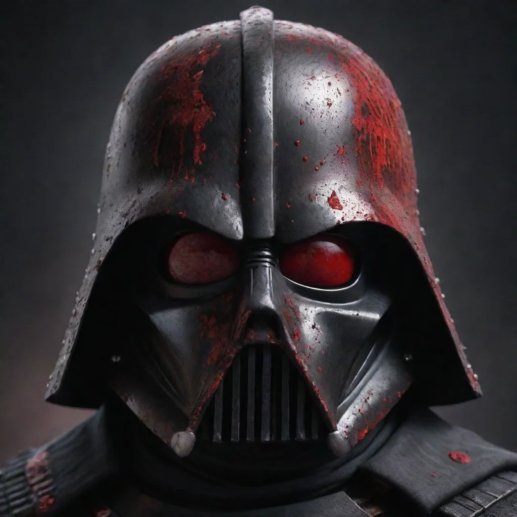 ai amazing a portrait of dark vader mask mixed with a japanese samurai mask with dark red splatter on its face 3d octane re