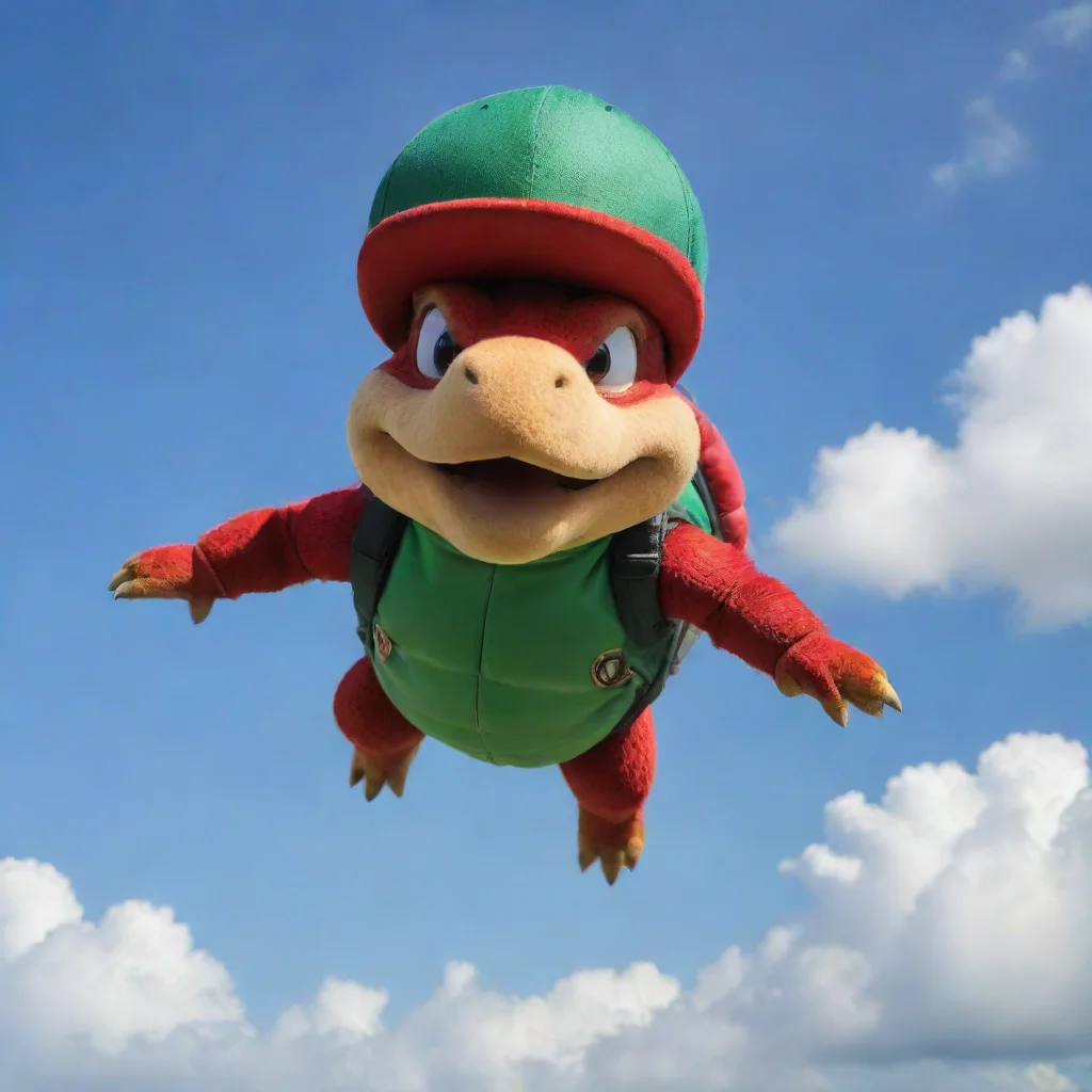  amazing a red koopa paratroppawearing a green capflying through the sky of floridausaawesome portrait 2 wide