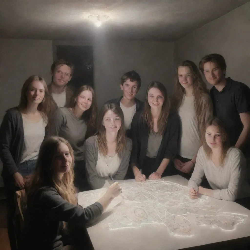 ai amazing a room with 5 youg peoplewith the lights that went offdrawingawesome portrait 2