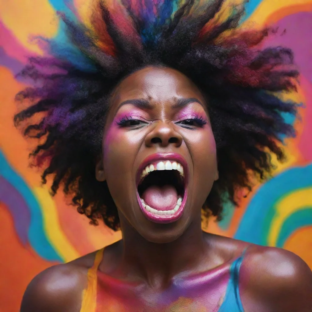 ai amazing a screaming black woman in a vast of coloursawesome portrait 2