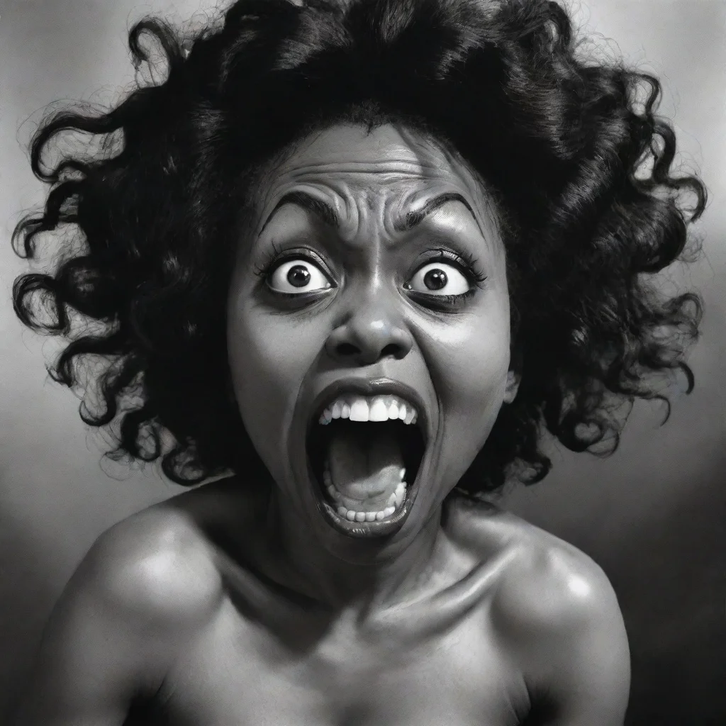 ai amazing a screaming black woman in the style of kazuo umezu awesome portrait 2