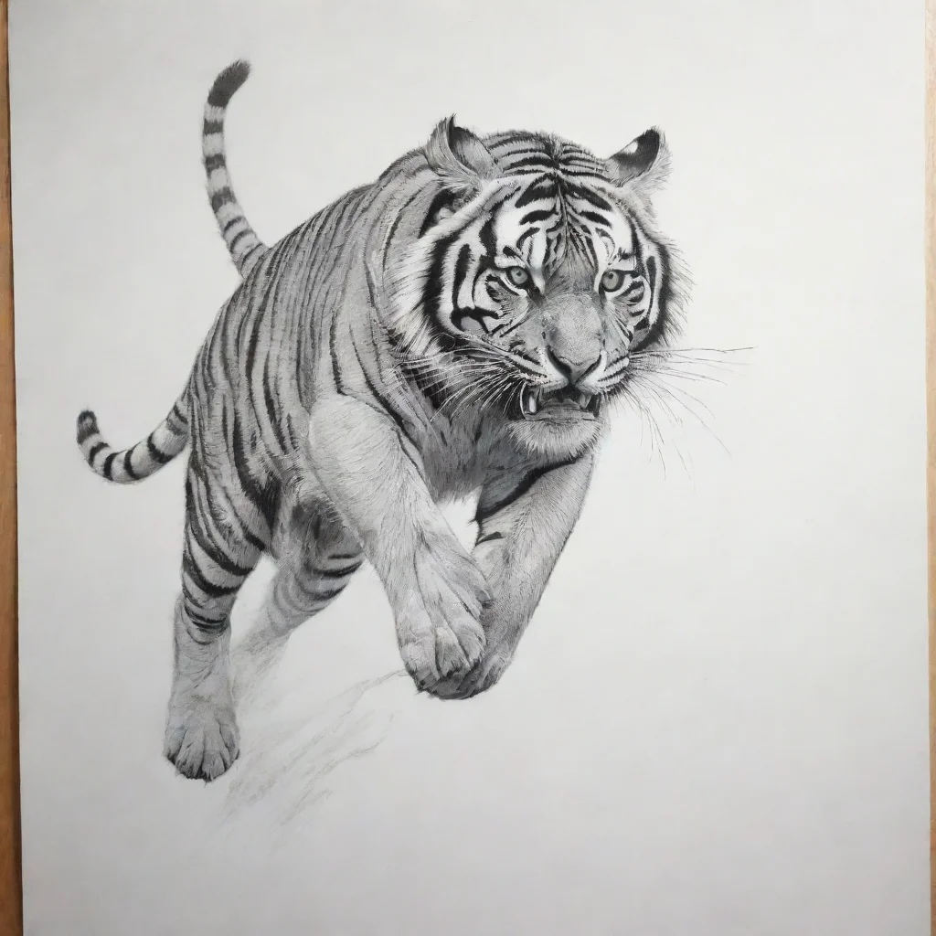 ai amazing a scribbly line drawing of a jumping tiger awesome portrait 2