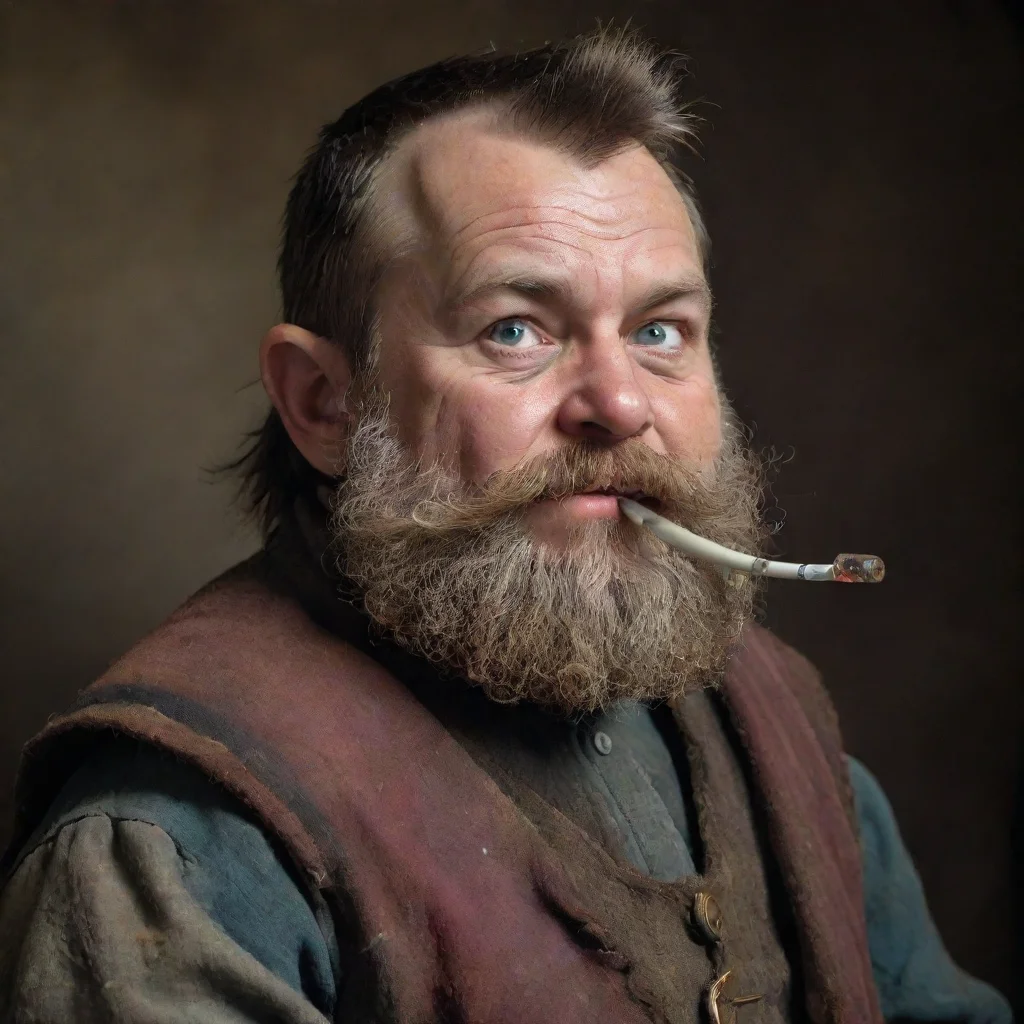 ai amazing a sick dwarf without a beard with a thermometer in his mouth awesome portrait 2