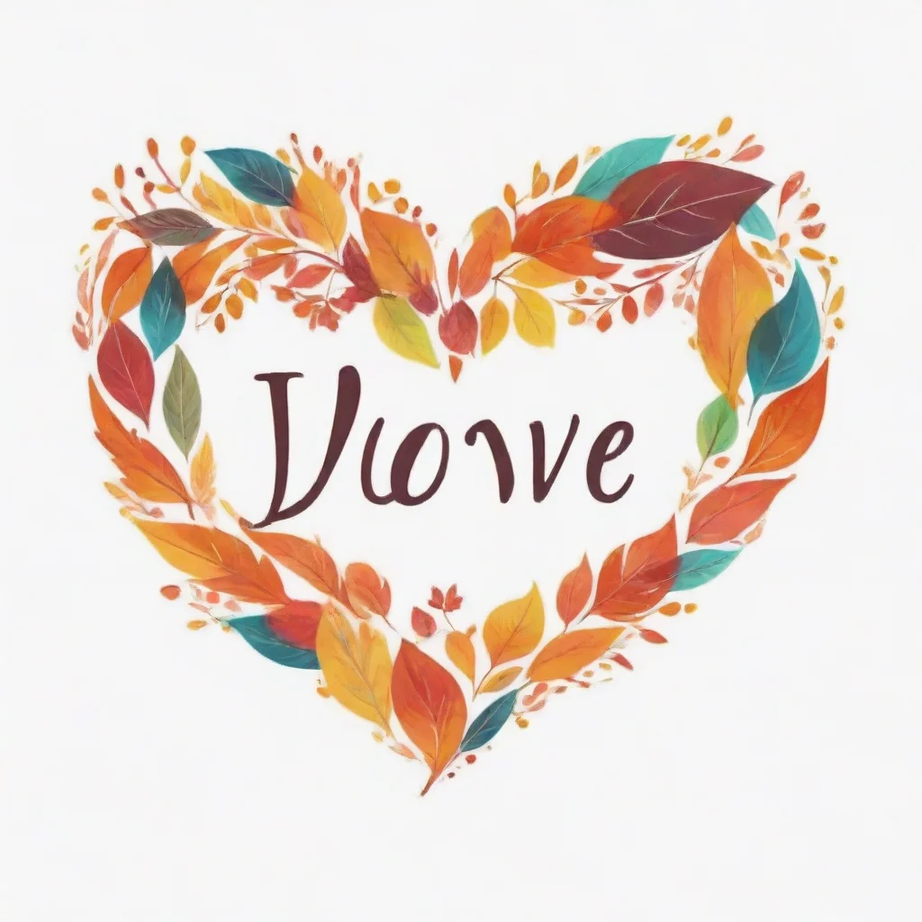 amazing a simple vector art design that says i love the fall with a fancy script font in the shape of a heart with color