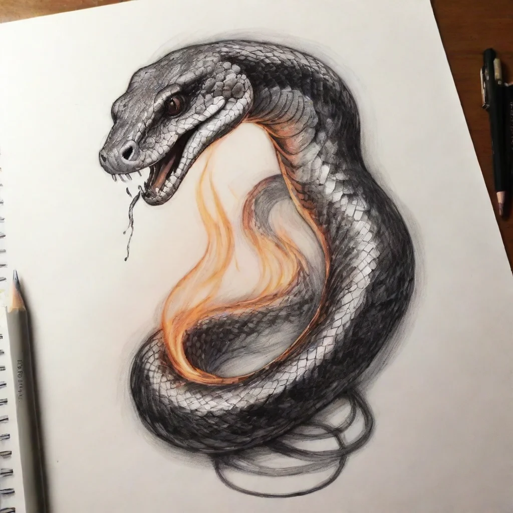 amazing a sketched line art snake on fire awesome portrait 2 tall