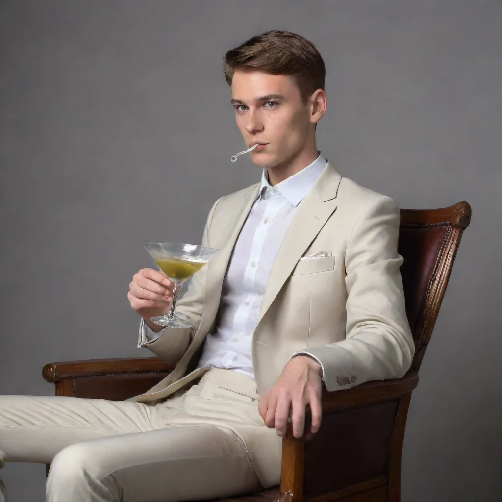 ai amazing a slim young man having anrectionhe is on a chairdrinking a martini awesome portrait 2