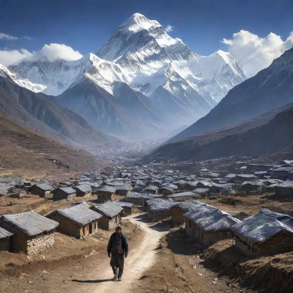 amazing a small village with mount everest in the far distance awesome portrait 2