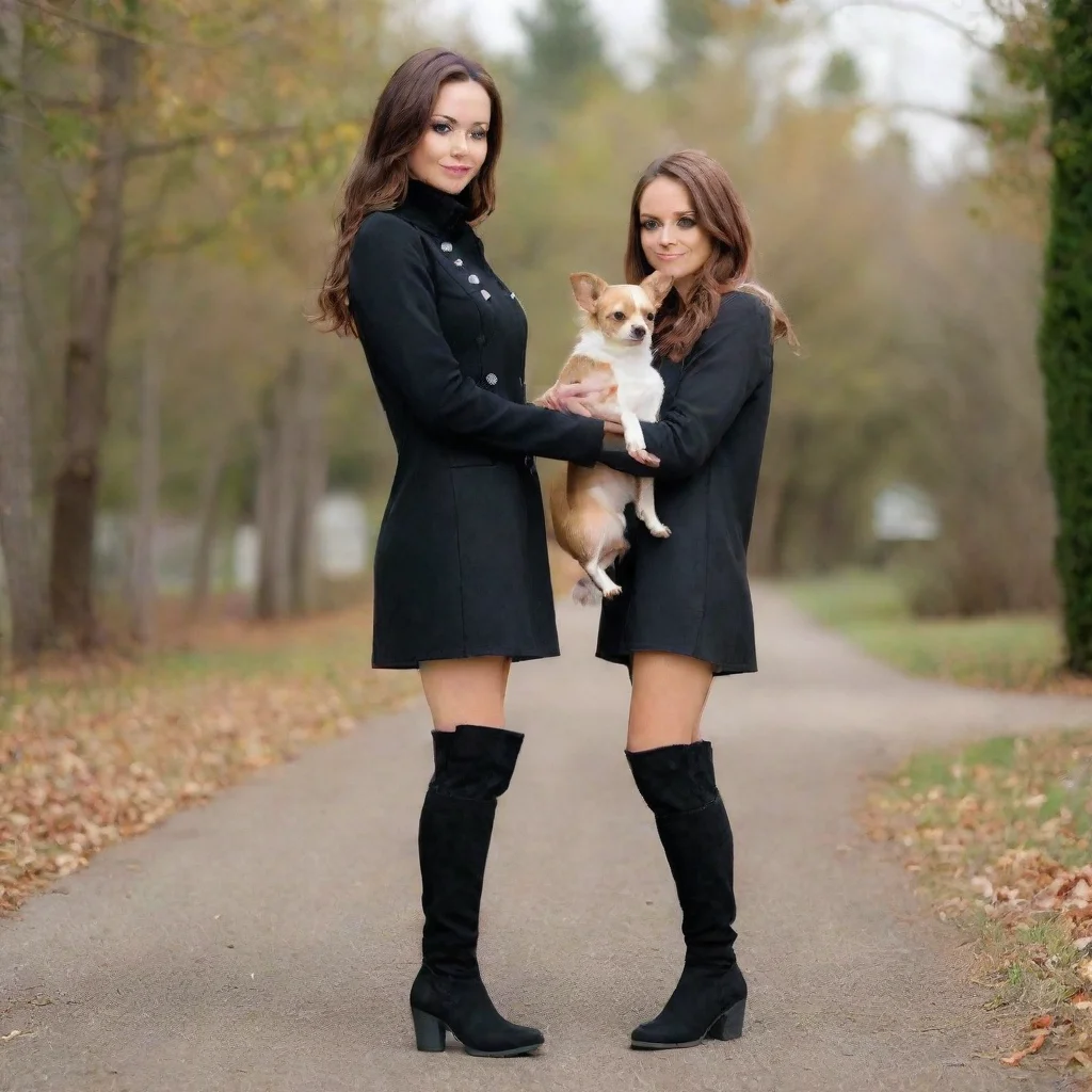 ai amazing a tall woman wearing knee high black boots holding a chihuahuaawesome portrait 2