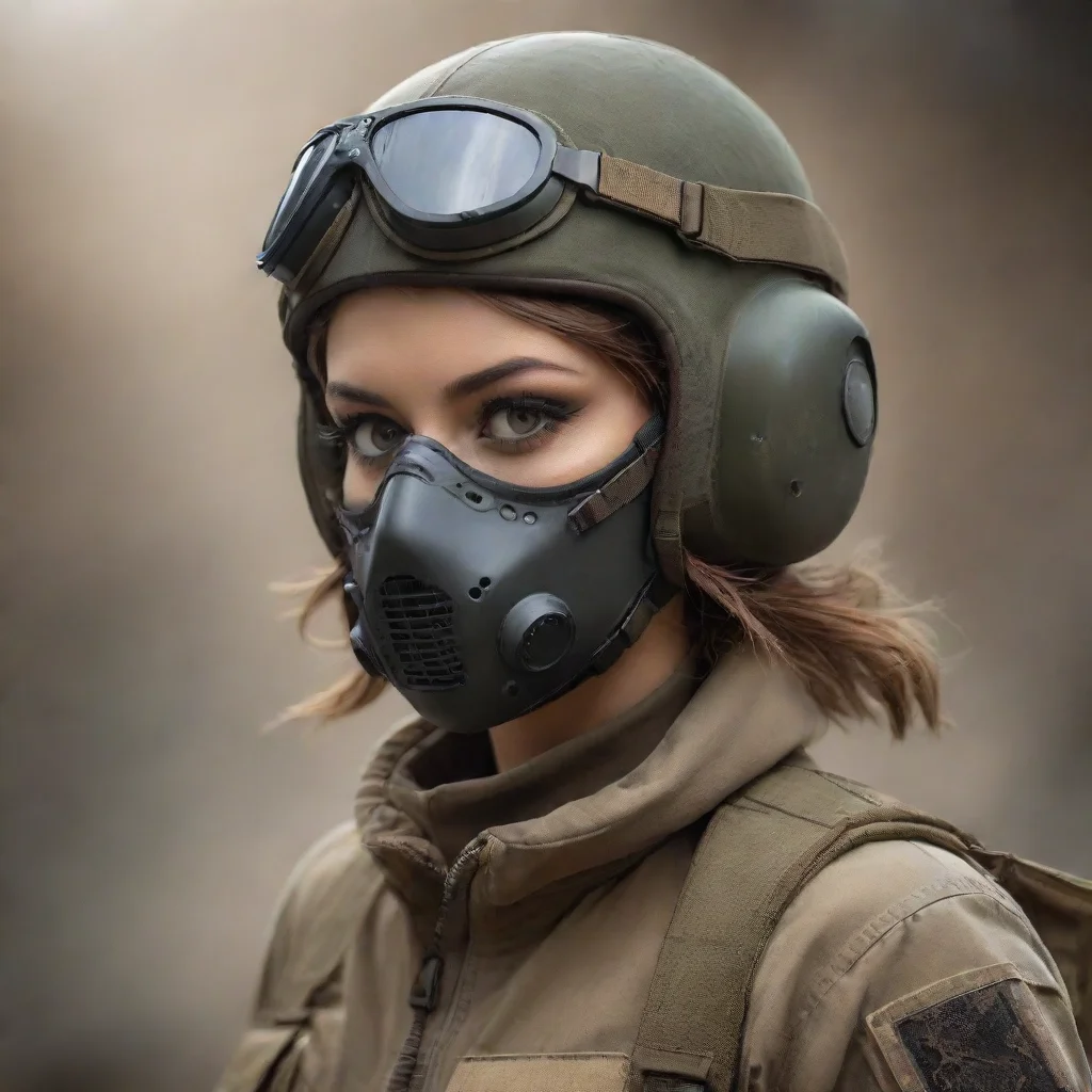 ai amazing a woman in aviator helmet and tactical mask awesome portrait 2