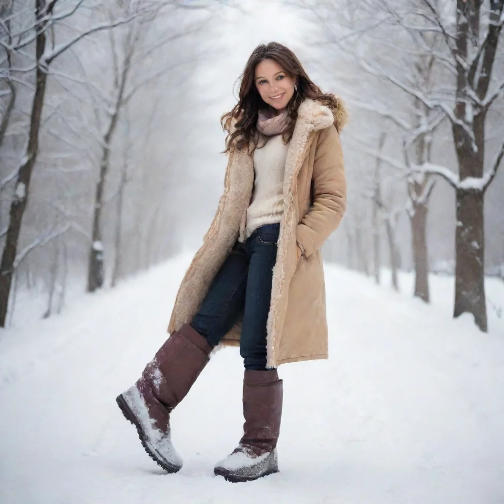 ai amazing a woman takes off her tall snow boots awesome portrait 2