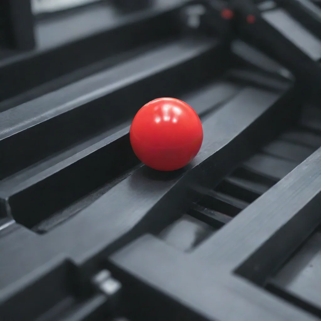  amazing a zoomed in shot of a one red sphere rolling in to the matte black twisted conveyor assembly line3d isometricsmi
