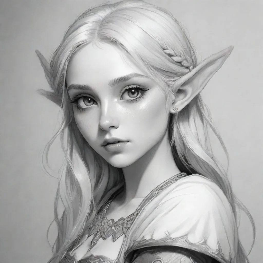 ai amazing aesthetic character elf line art awesome portrait 2