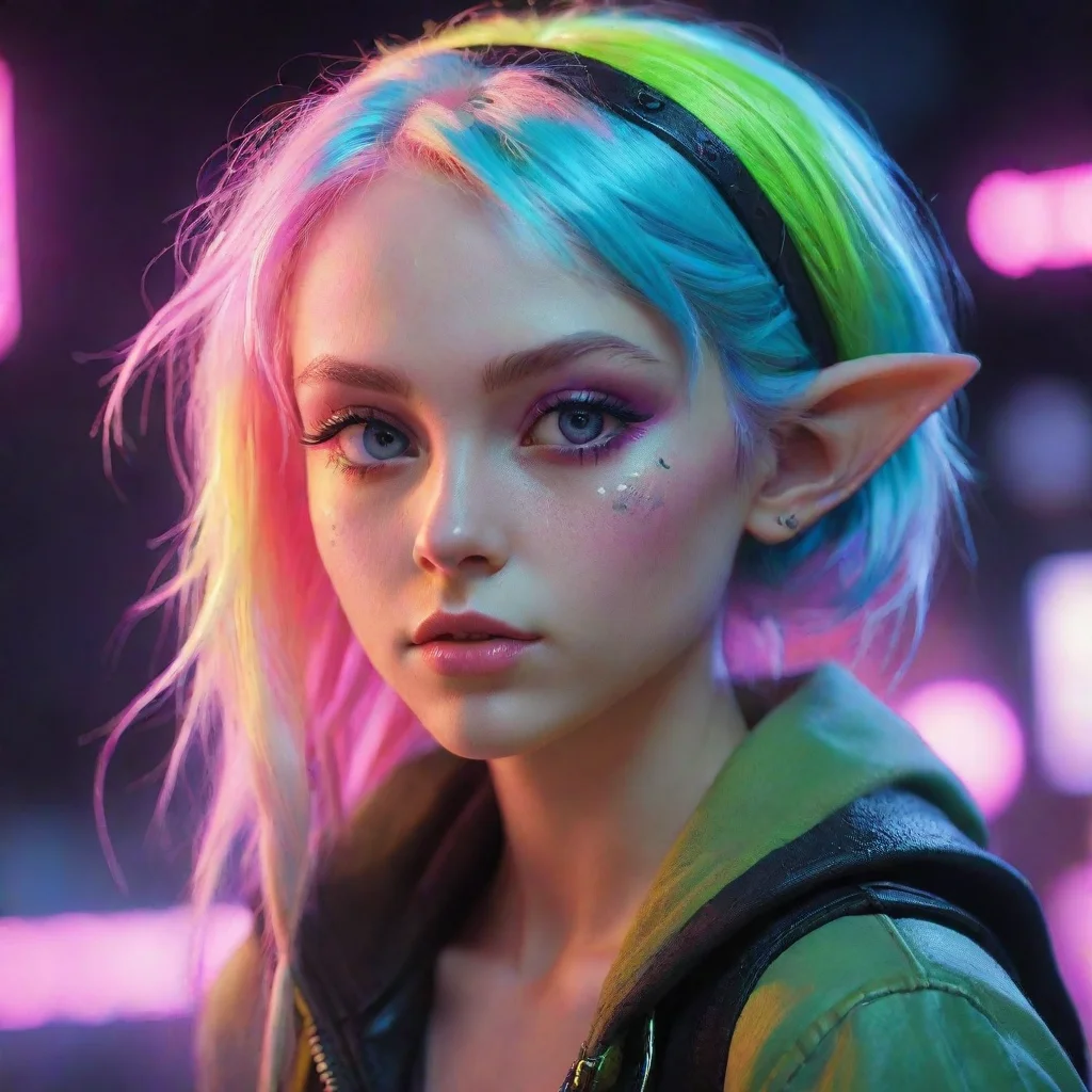 ai amazing aesthetic character elf neon punk awesome portrait 2