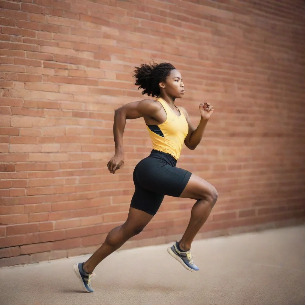 ai amazing african american track and field athlete running through a brick wall awesome portrait 2