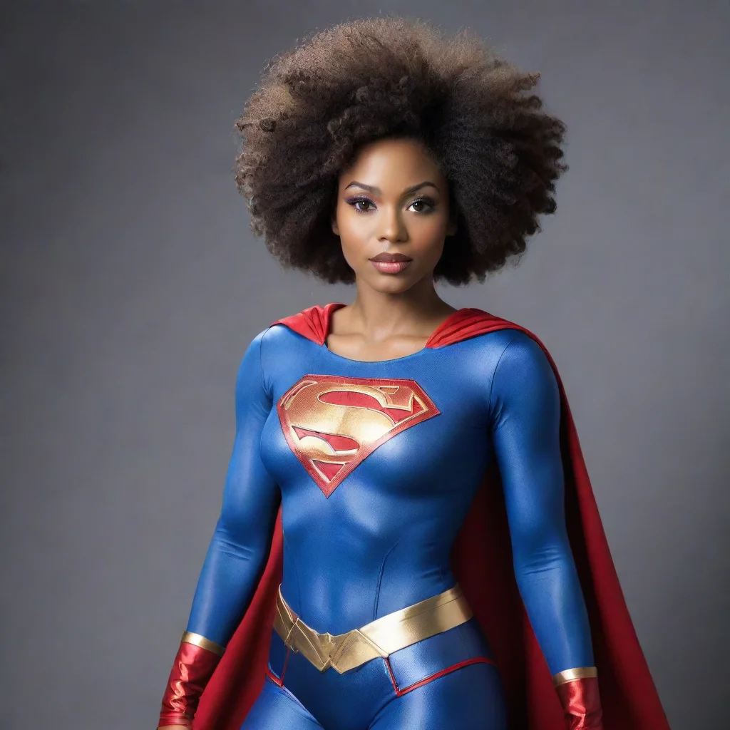 ai amazing afro african american woman dressed in superwoman outfit awesome portrait 2