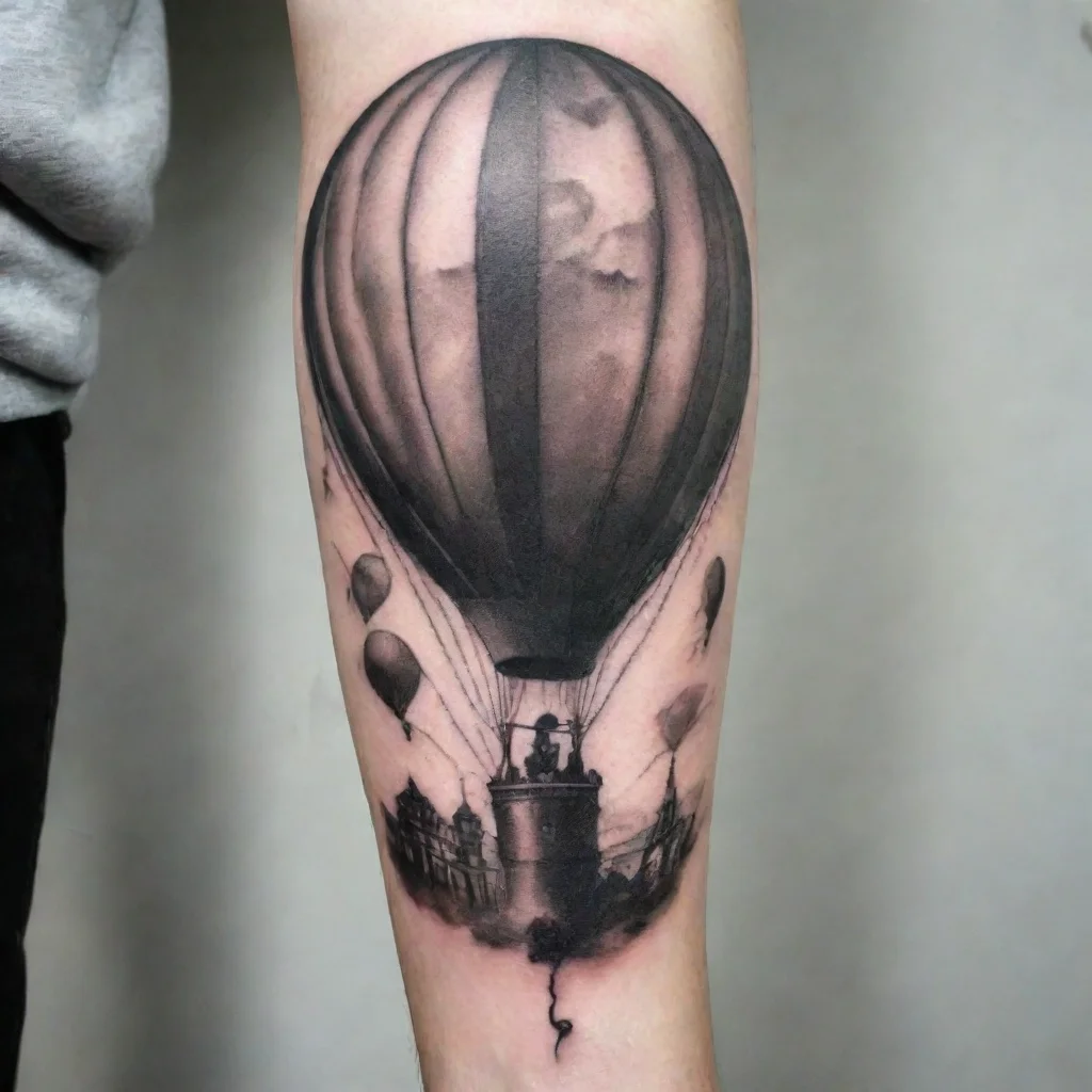  amazing airbaloon fine line black and white tattoo awesome portrait 2