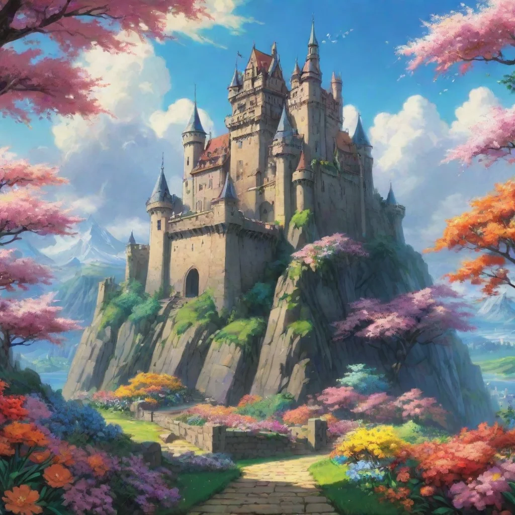 ai amazing amazing anime ghibli hd environment beautiful castle flowers colors awesome portrait 2 wide