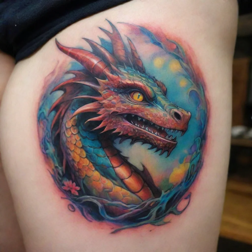 ai amazing amazing dragon colorful anime ghibli tattoo awesome portrait 2
