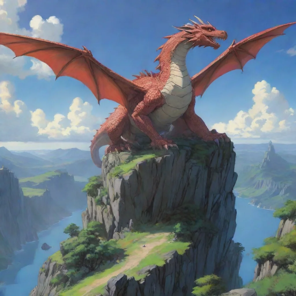  amazing amazing fantasy environment dragon on high cliff studio ghibli miazaki anime best quality artstation still aweso