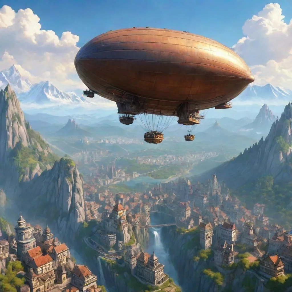 amazing amazing realistic cartoon city flying airship mountain top relaxing calm hd aesthetic peace awesome portrait 2 w