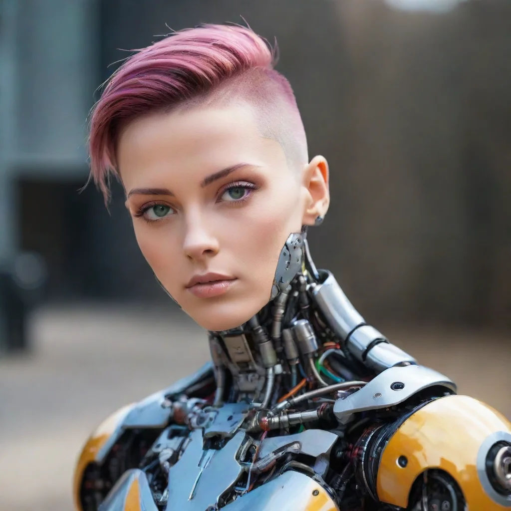 ai amazing amazing robot with coat robotic cyborg shaved sides hair model hd best aesthetic eyes clear sunning colorfulepic