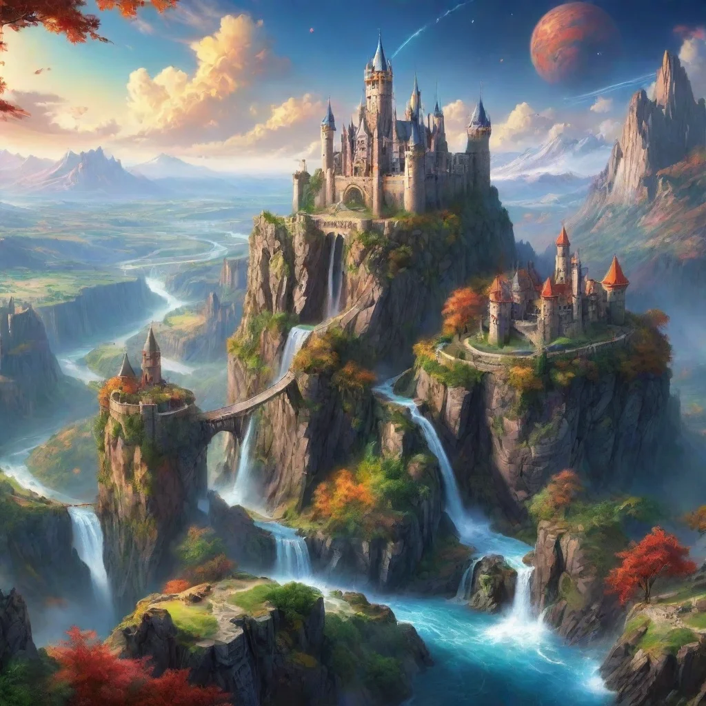  amazing amazing scenery hd detailed colorful planets in sky realistic castles spiral towers high cliffs waterfalls beaut